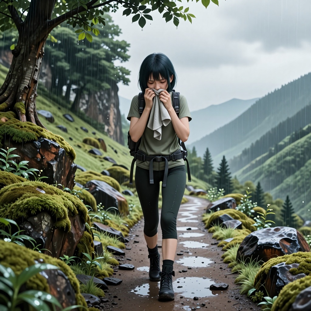 苔むした山道