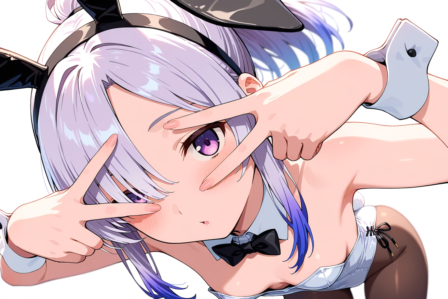 メカクレ薄紫髪ちゃん36『指の間から覗き込み』