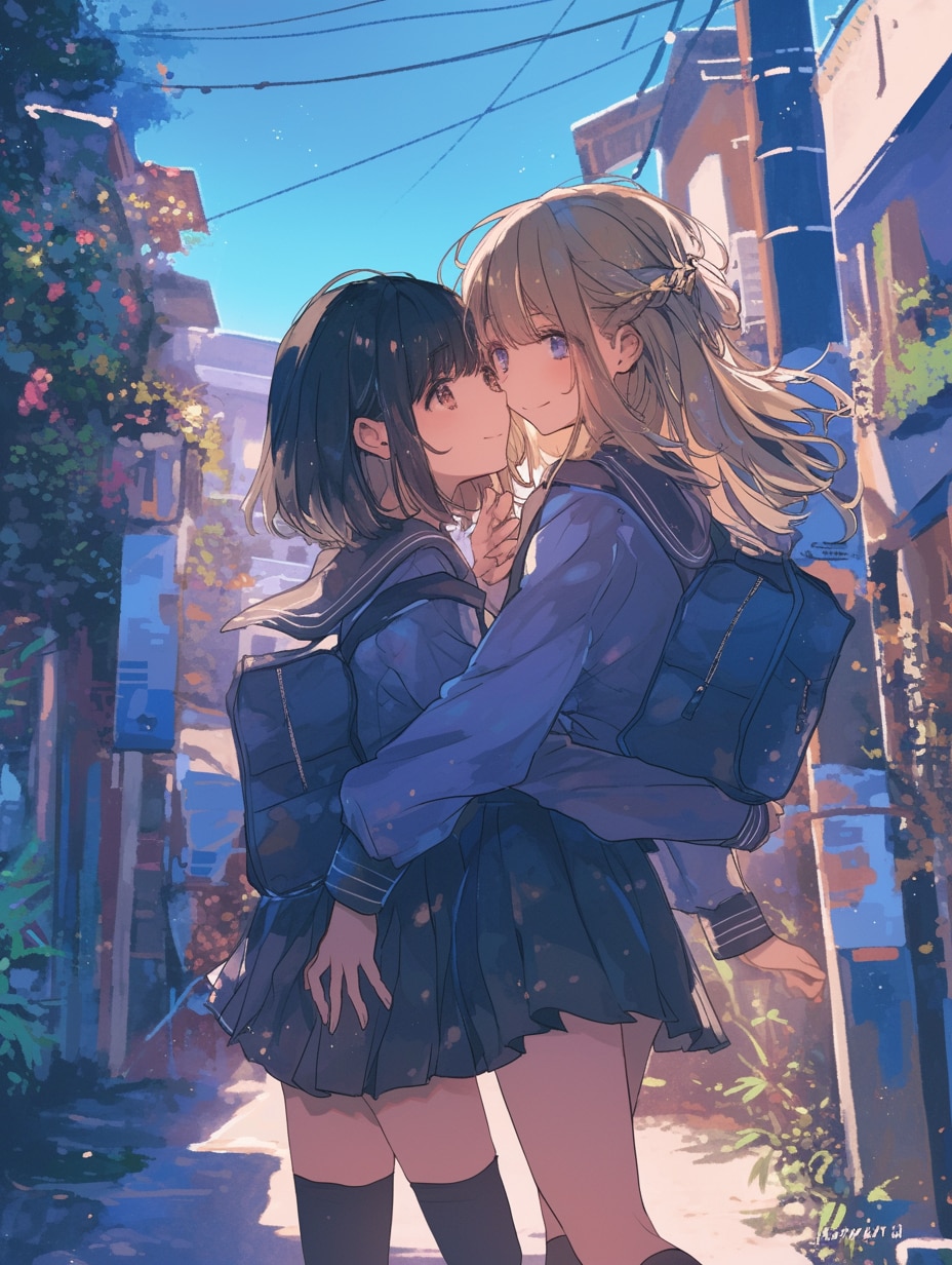 キスしたい二人のJK47 | の人気AIイラスト・グラビア