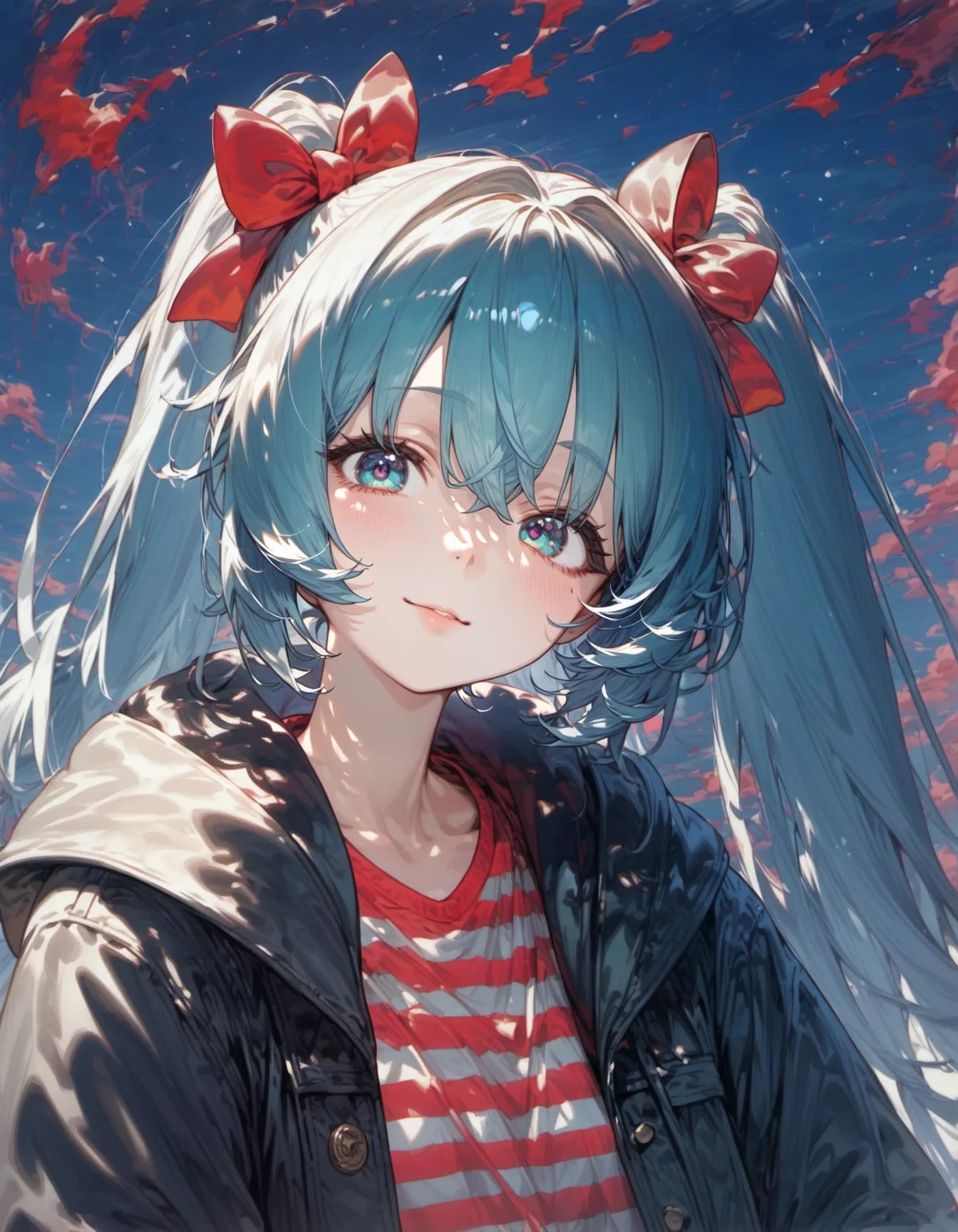 Ribbons Against the Crimson Sky | の人気AIイラスト・グラビア