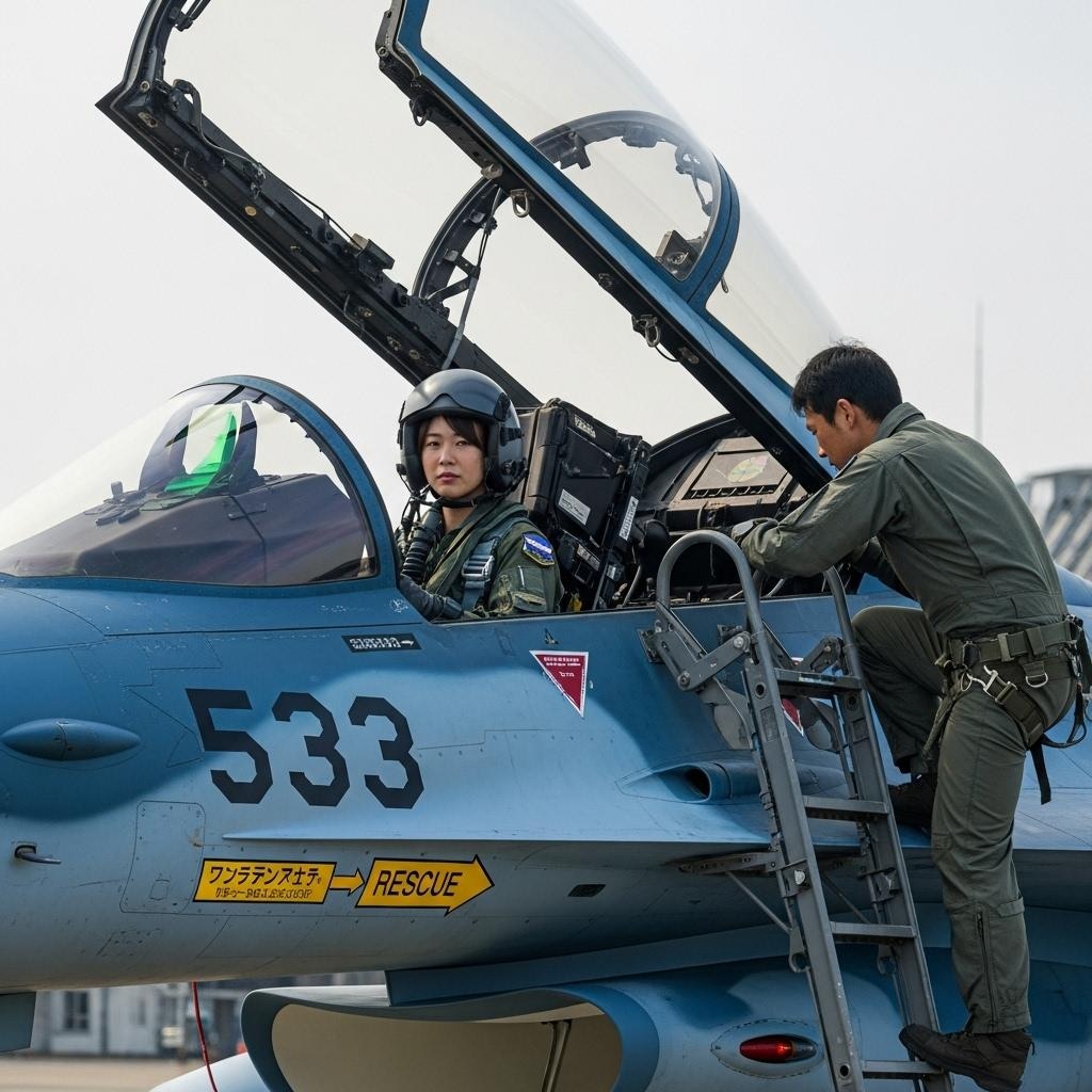 女性航空自衛官　スクランブル発進
