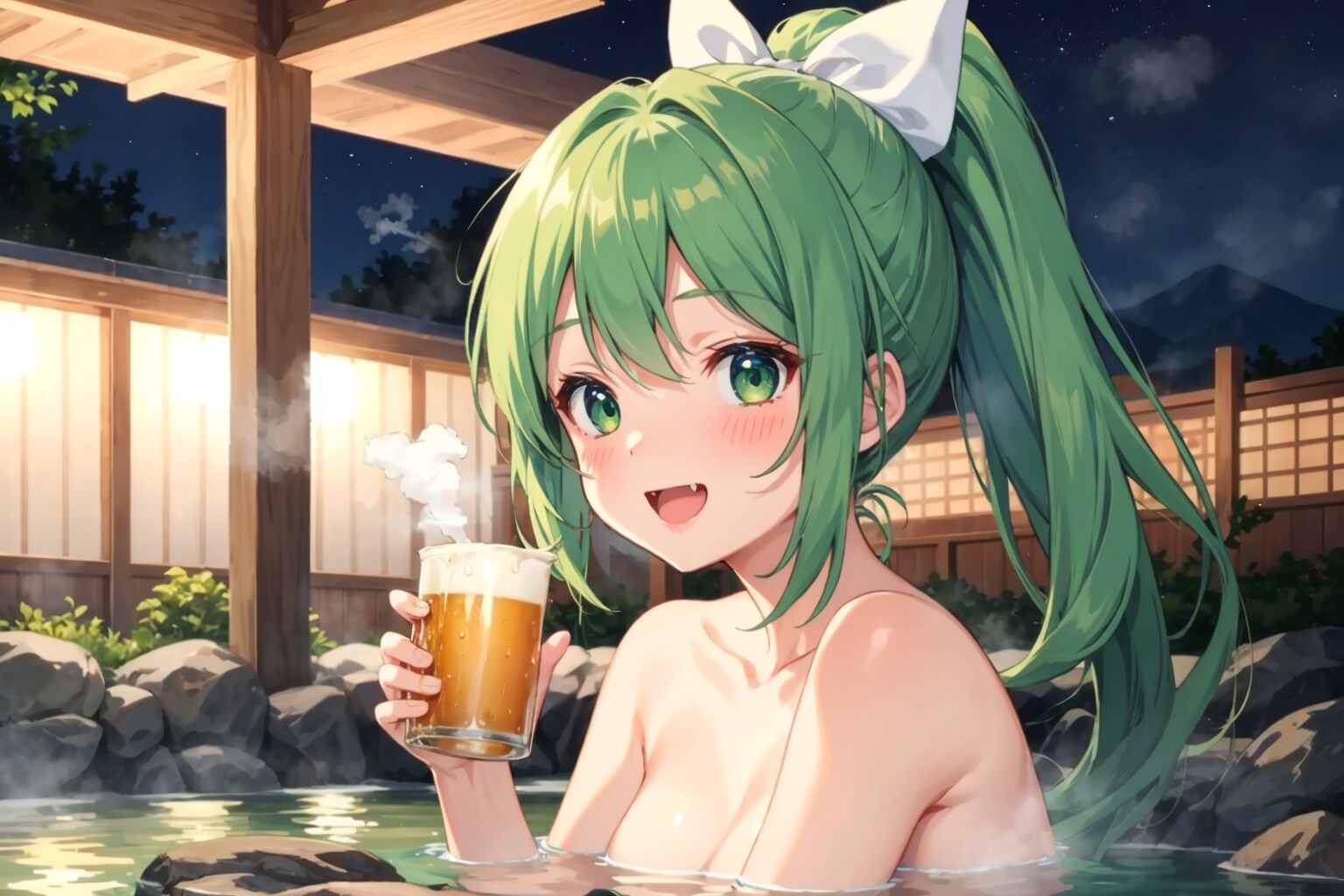 温泉でビール