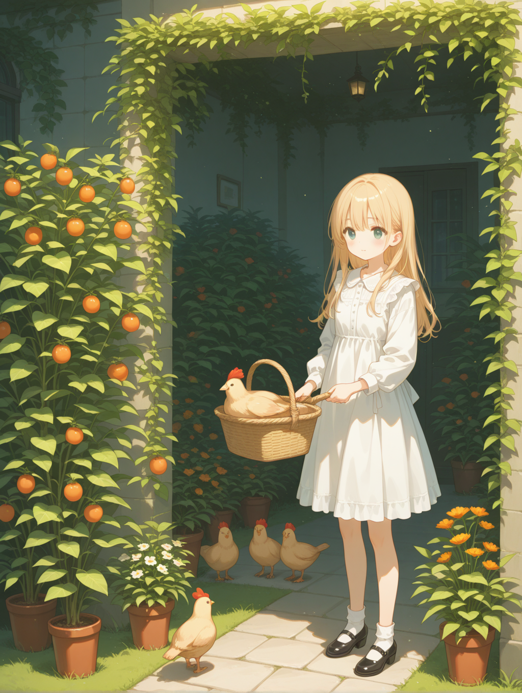 庭には二羽鶏がいる