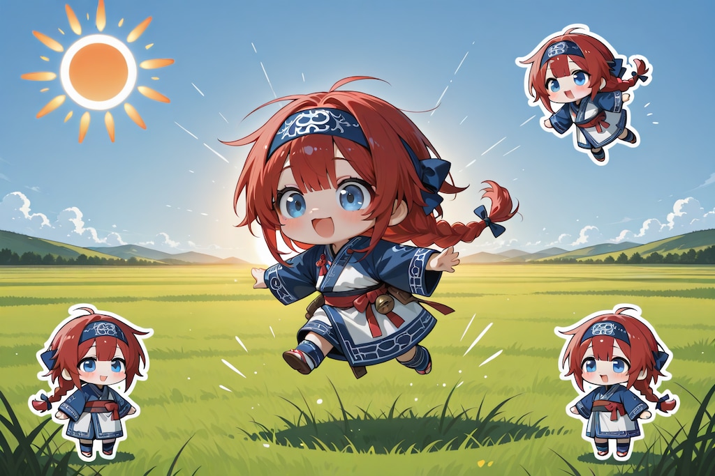 コロポックル赤髪お兄ちゃんズくん、草原を行く！