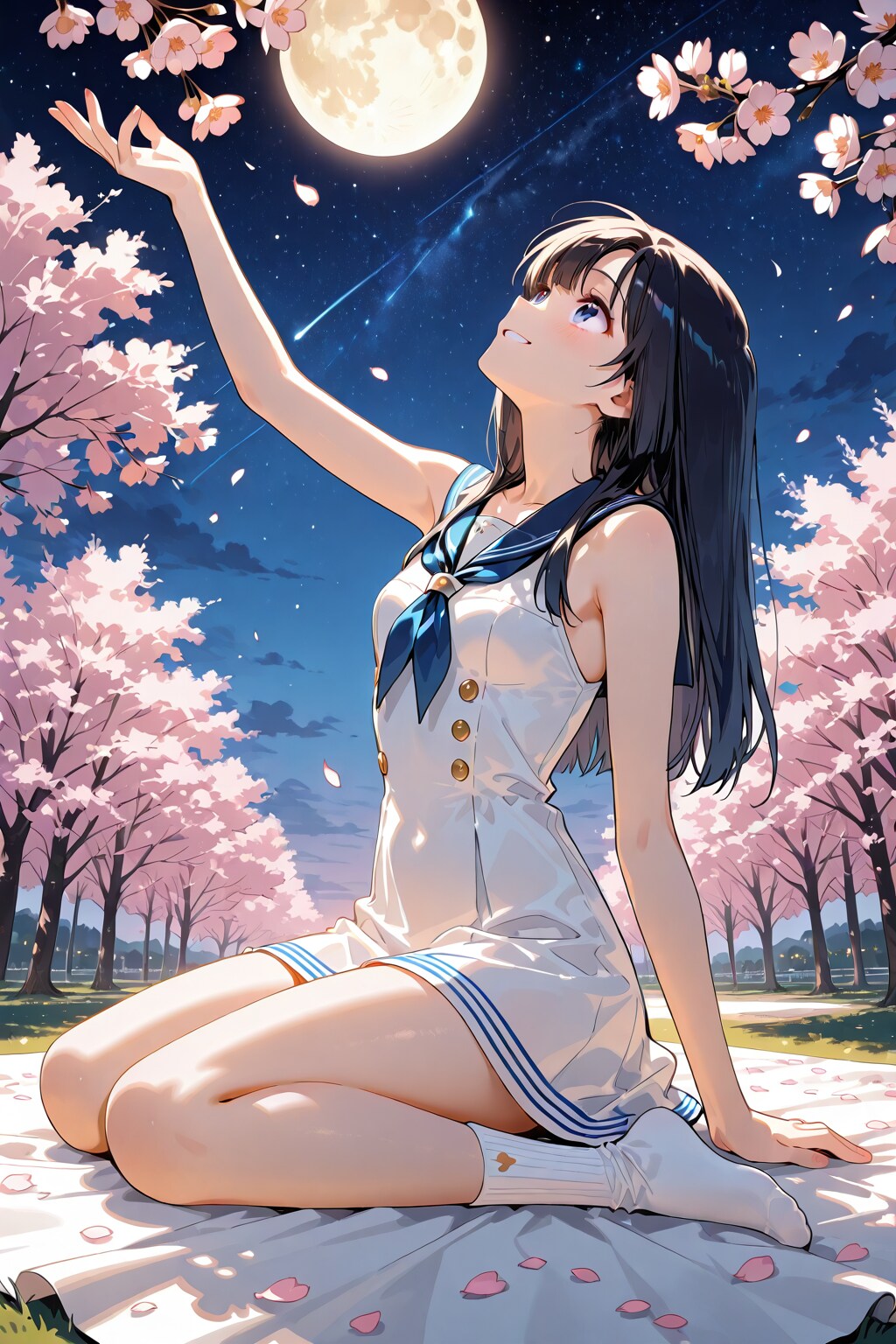 夜桜「月まで届きそう」