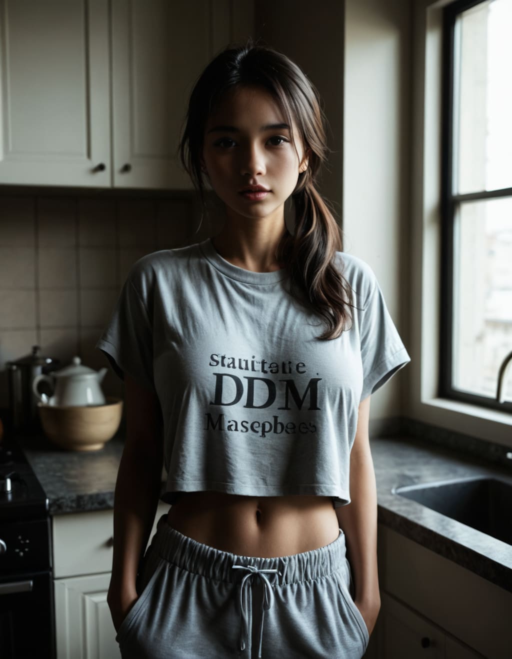 寝起き巨乳人妻