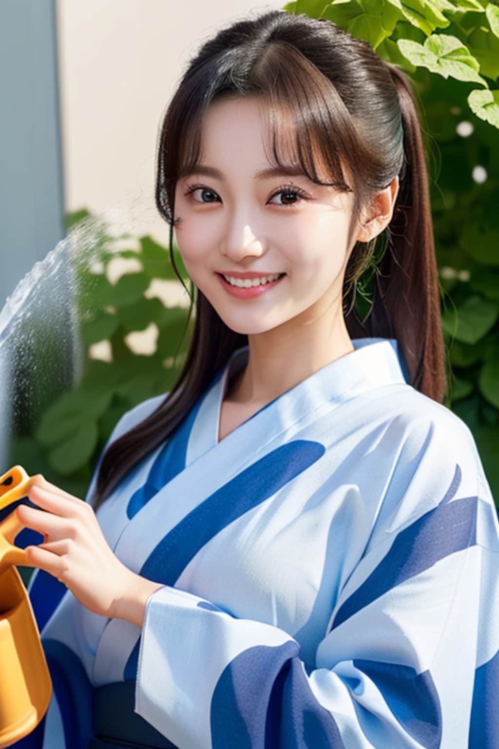 アサガオに水やり