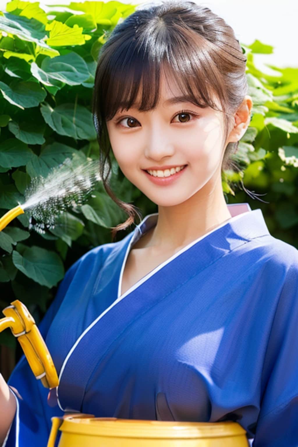 アサガオに水やり