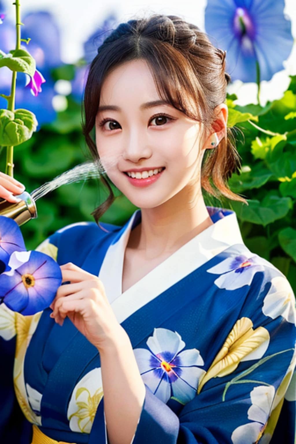 アサガオに水やり