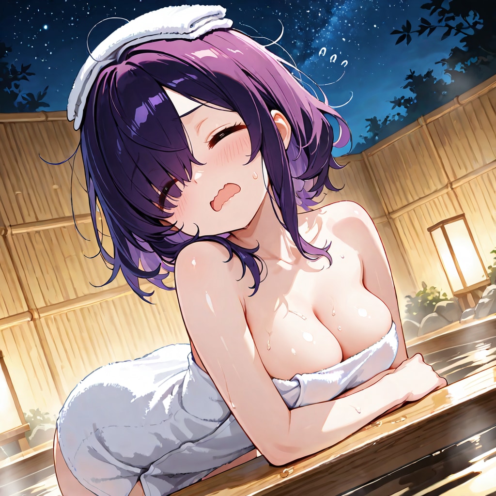 星空と檜風呂