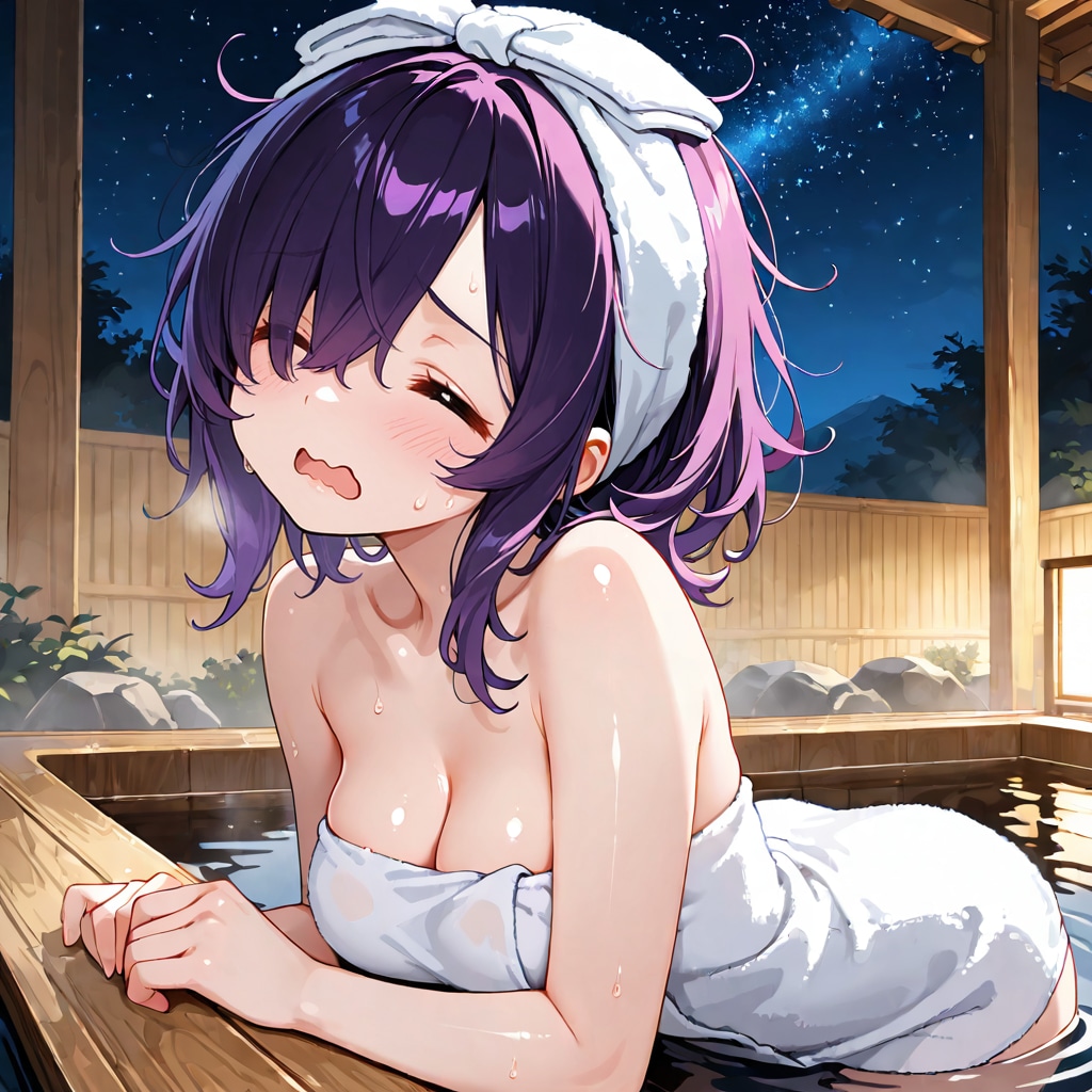 星空と檜風呂