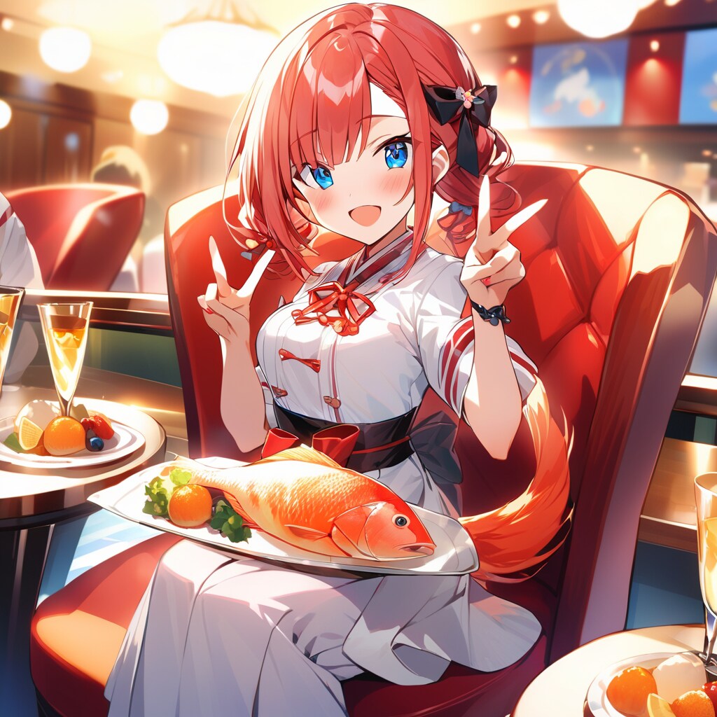 女の子とタイの尾頭付き | の人気AIイラスト・グラビア