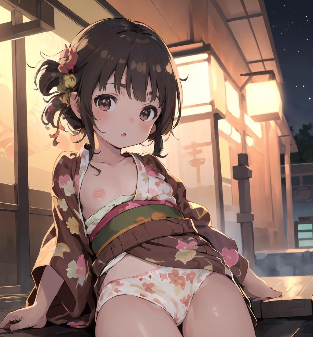 はだけた浴衣の女の子