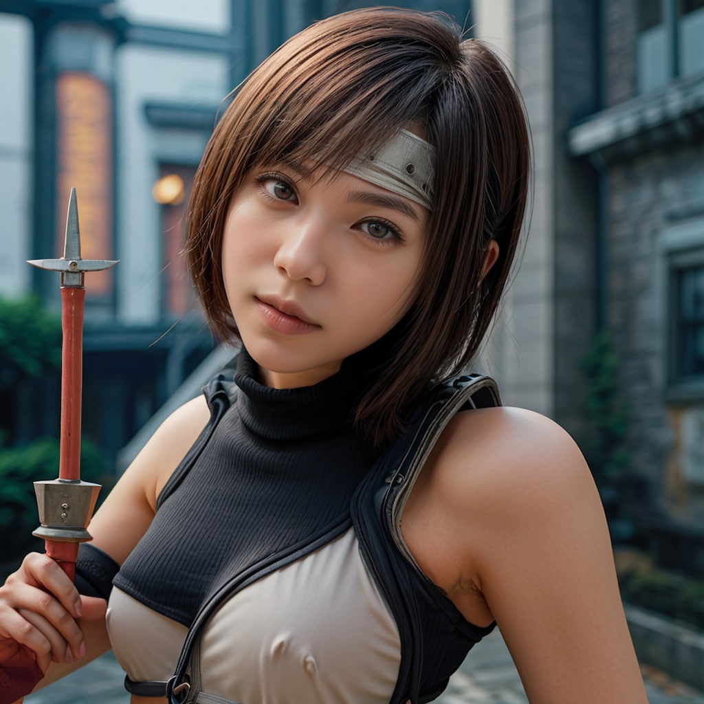 魅惑の忍者ビキニコスプレ！FF7のユフィ・キサラギが魅せるセクシーな武器とスタイル