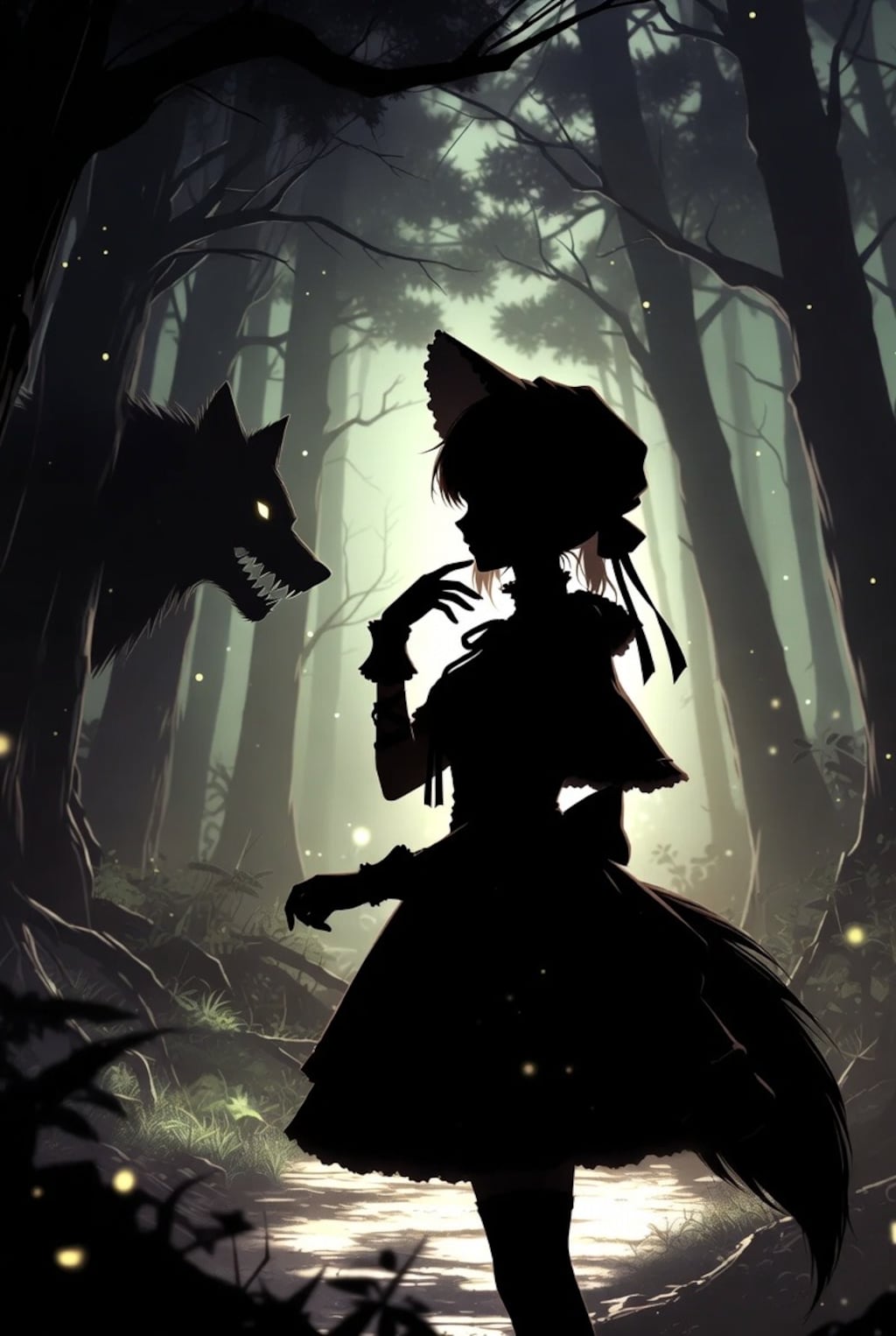 Gothic Lolita Little Red Riding Hood in Forest