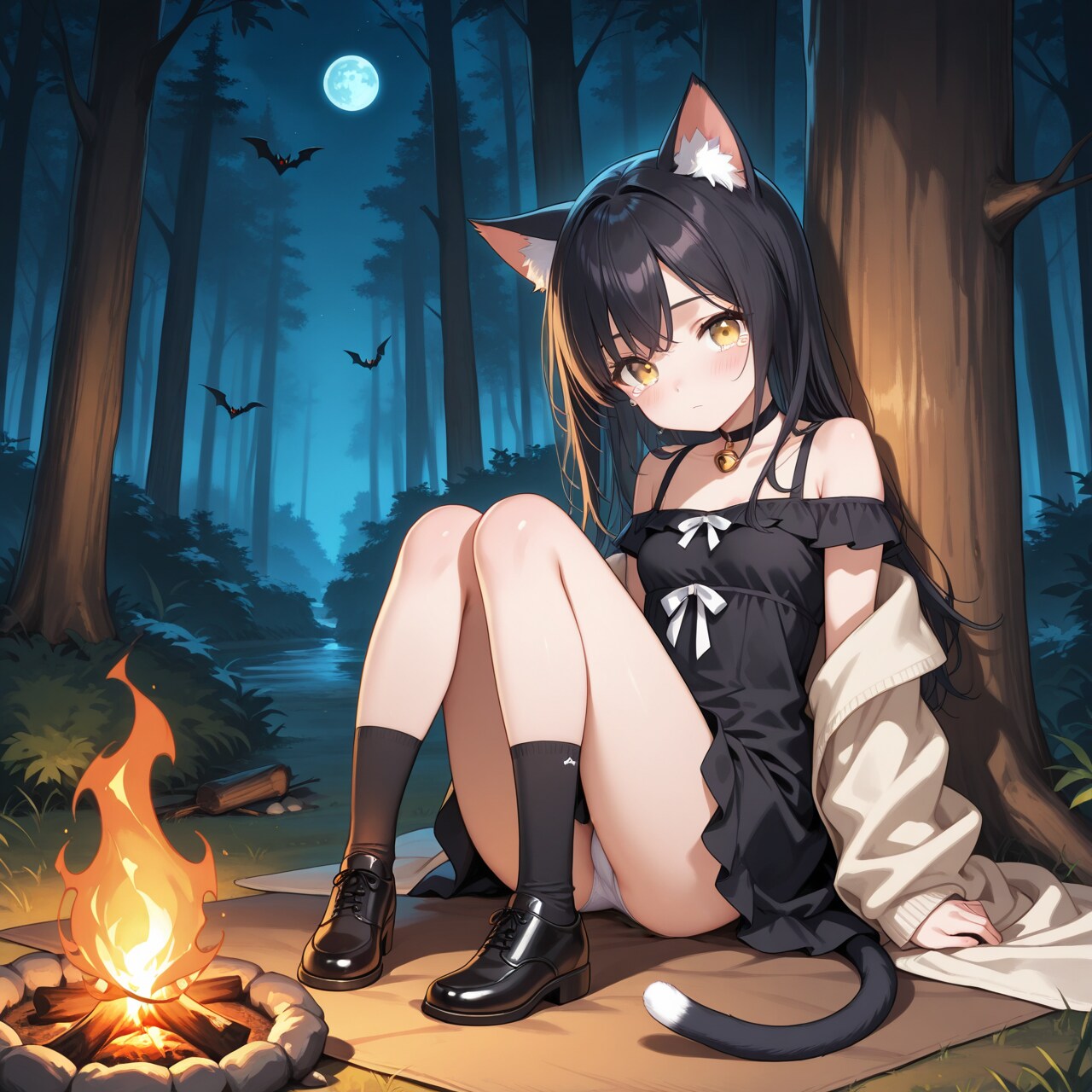 夜明けを待つ焚き火