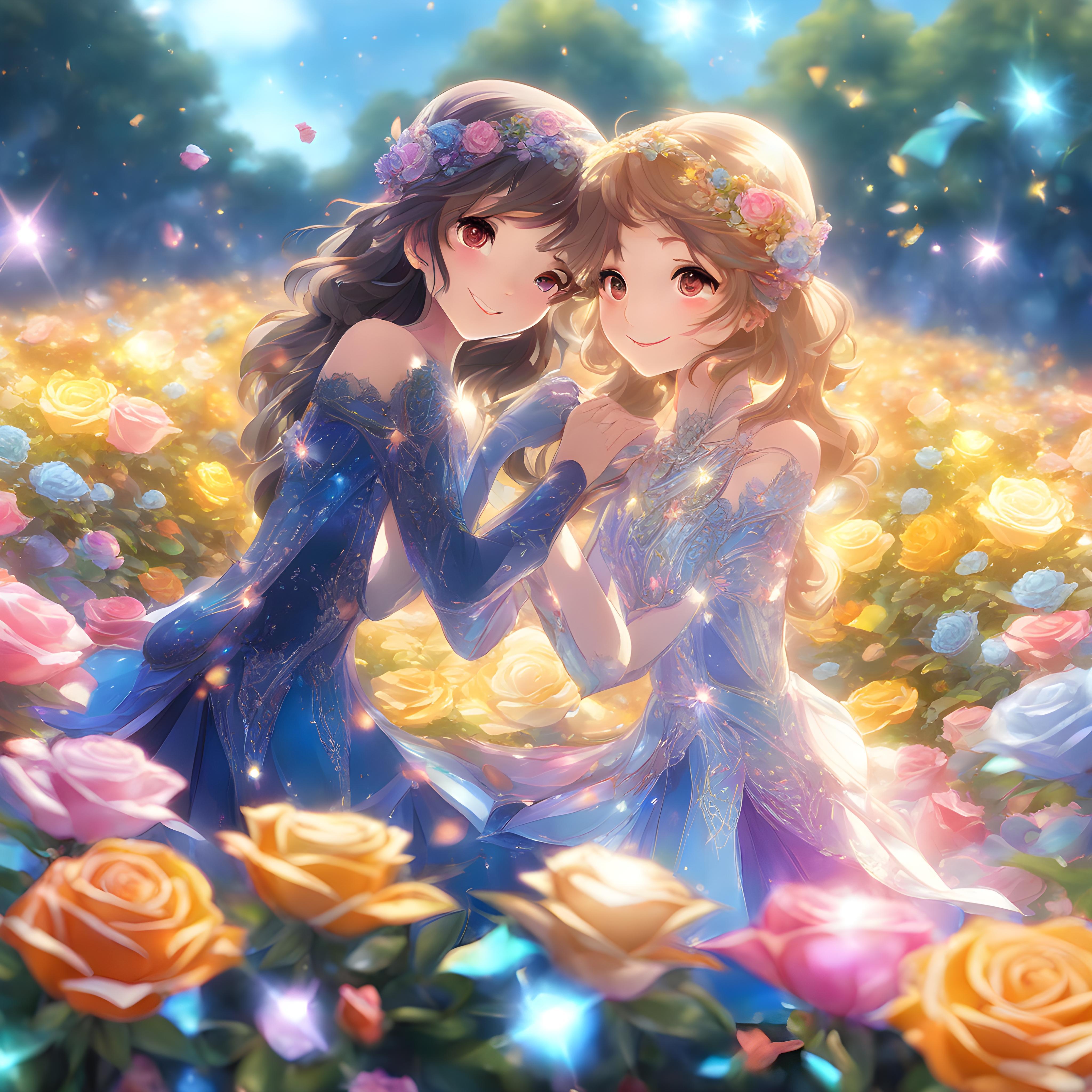 💓バラ園で輝くドレスを身にまとう女の子