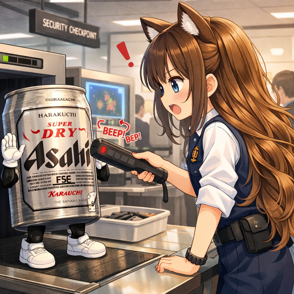 空港の金属検査に引っかかったビール缶