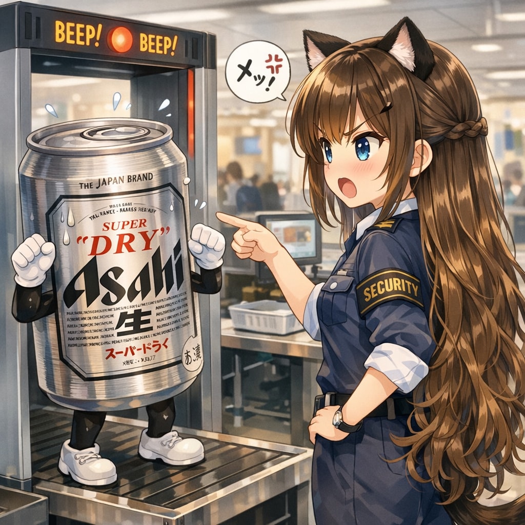 空港の金属検査に引っかかったビール缶