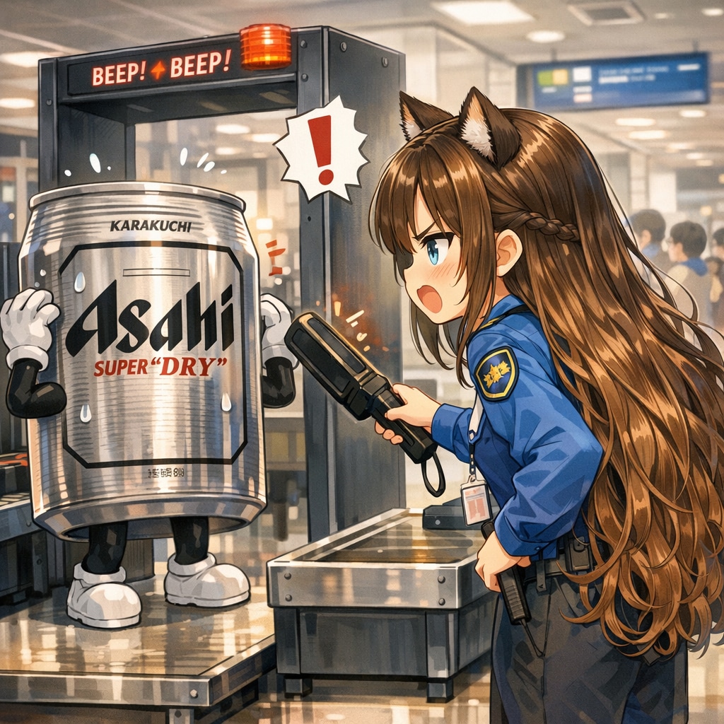 空港の金属検査に引っかかったビール缶