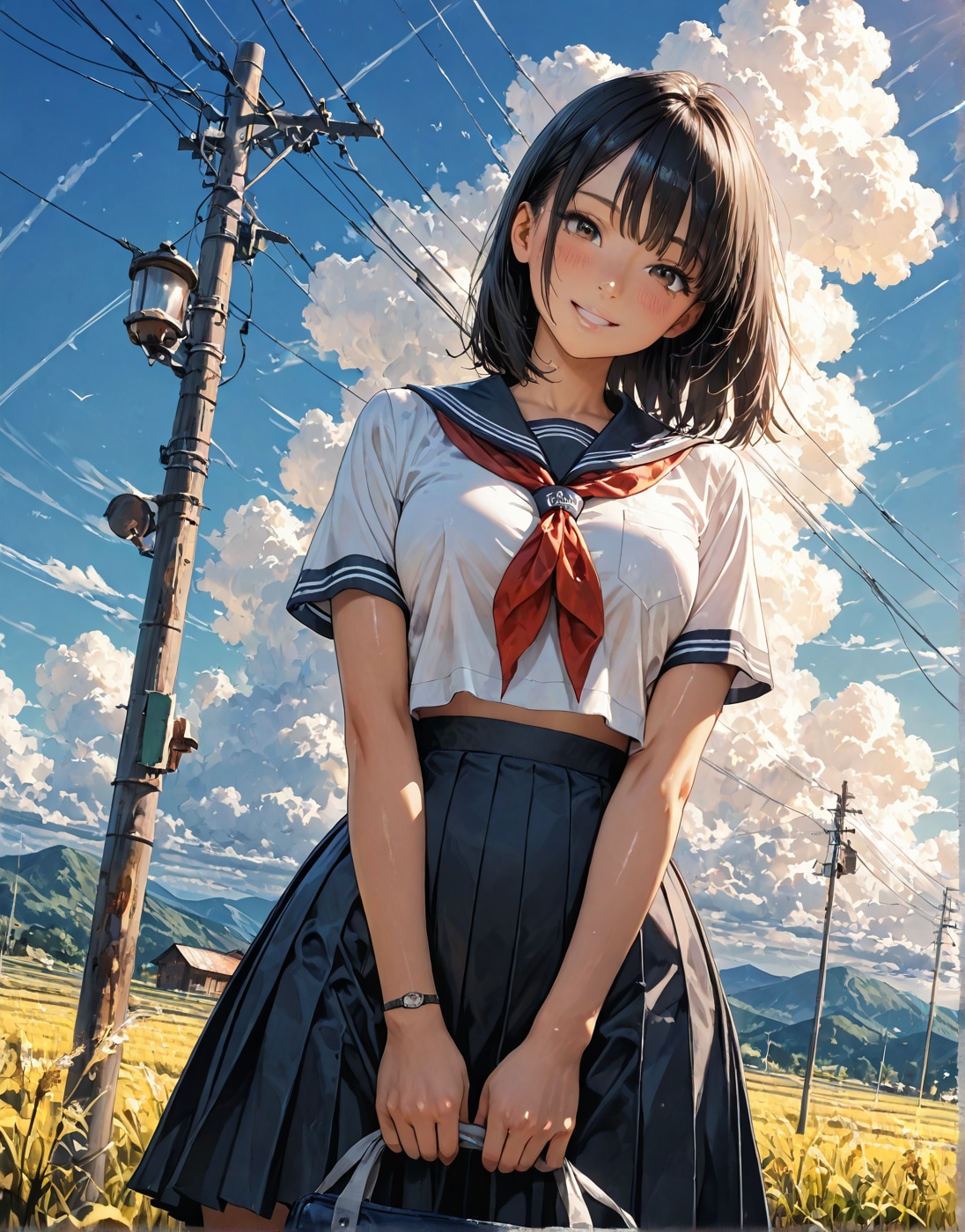 夕暮れ時の帰り道、幼馴染と。(騙し討ち😌) | の人気AIイラスト・グラビア