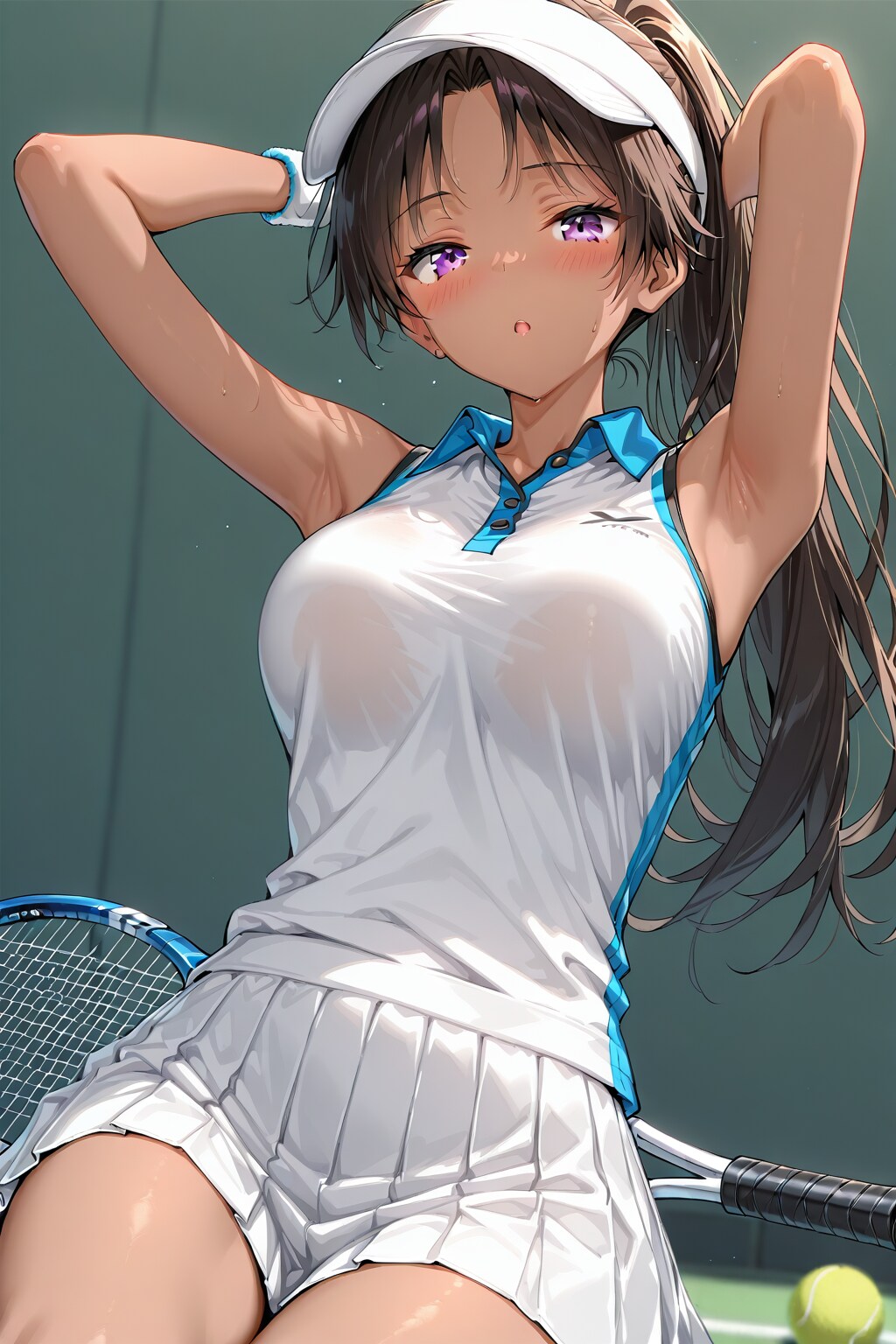 日焼けテニス少女
