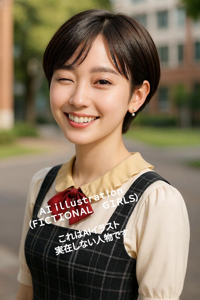 珍しくウインクしたショートカット美少女 | の人気AIイラスト・グラビア
