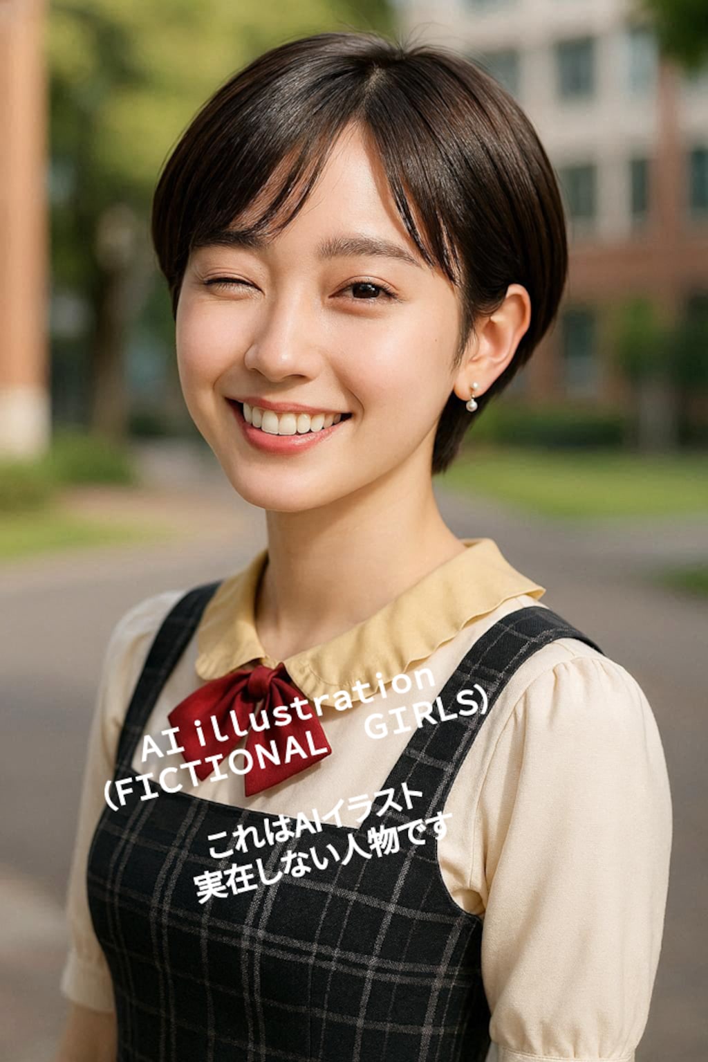 珍しくウインクしたショートカット美少女