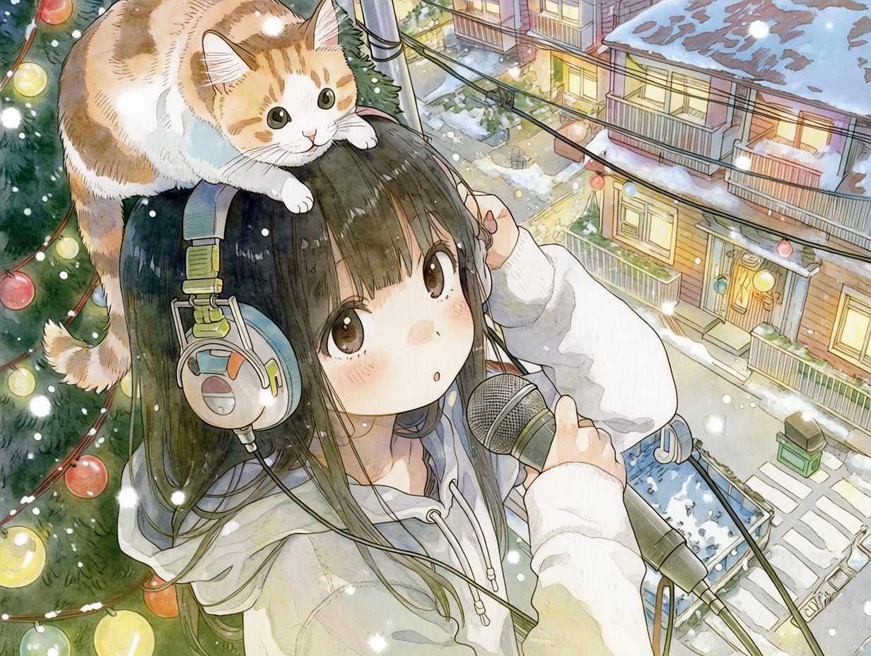 christmas, festive lights, isometric cutaway view, in street, calico cat（niji7） | の人気AIイラスト・グラビア