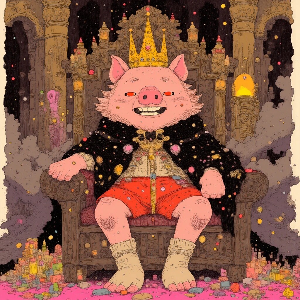反乱のブタキング誕生 | の人気AIイラスト・グラビア