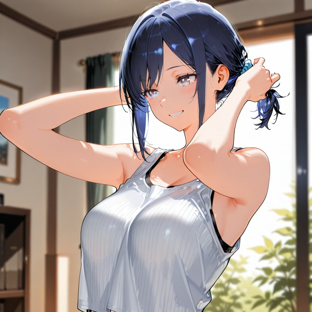 髪をまとめる七瀬　264