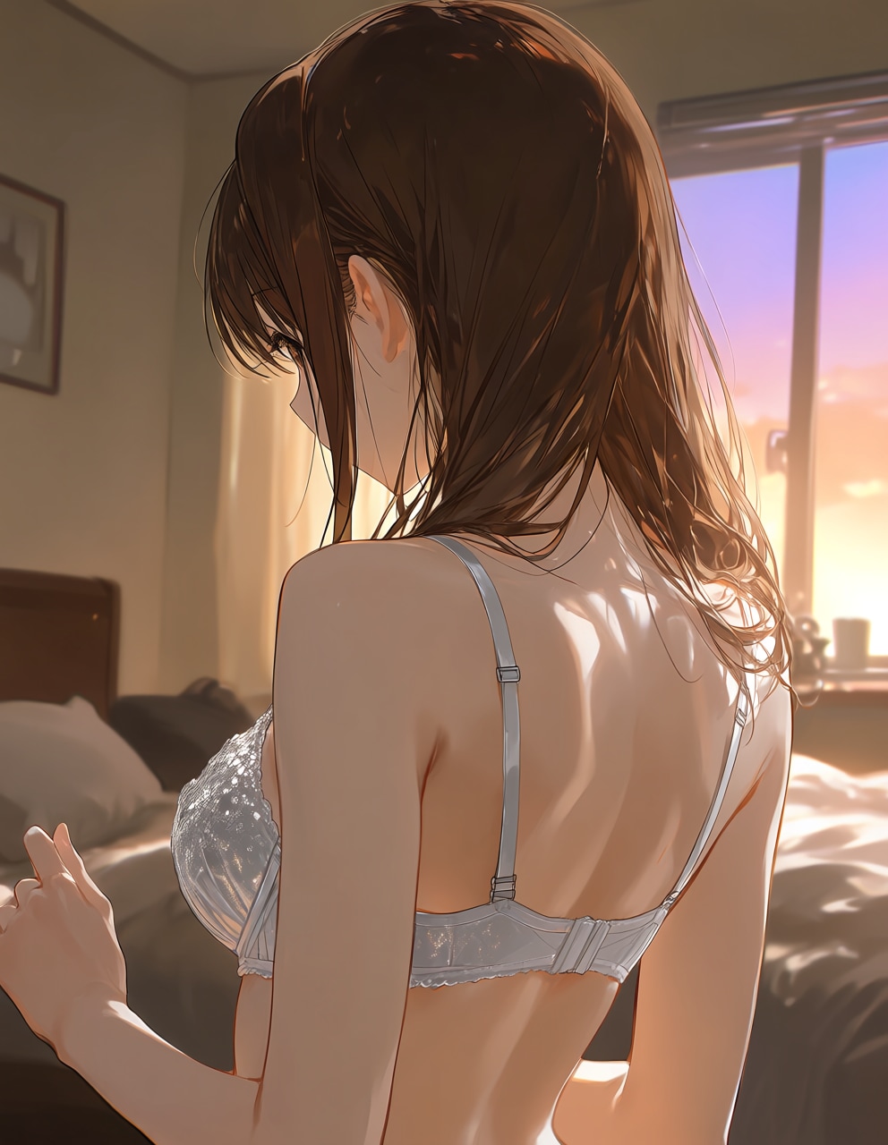 銀色下着のしまむーを後ろから(PixAI版リメイク)