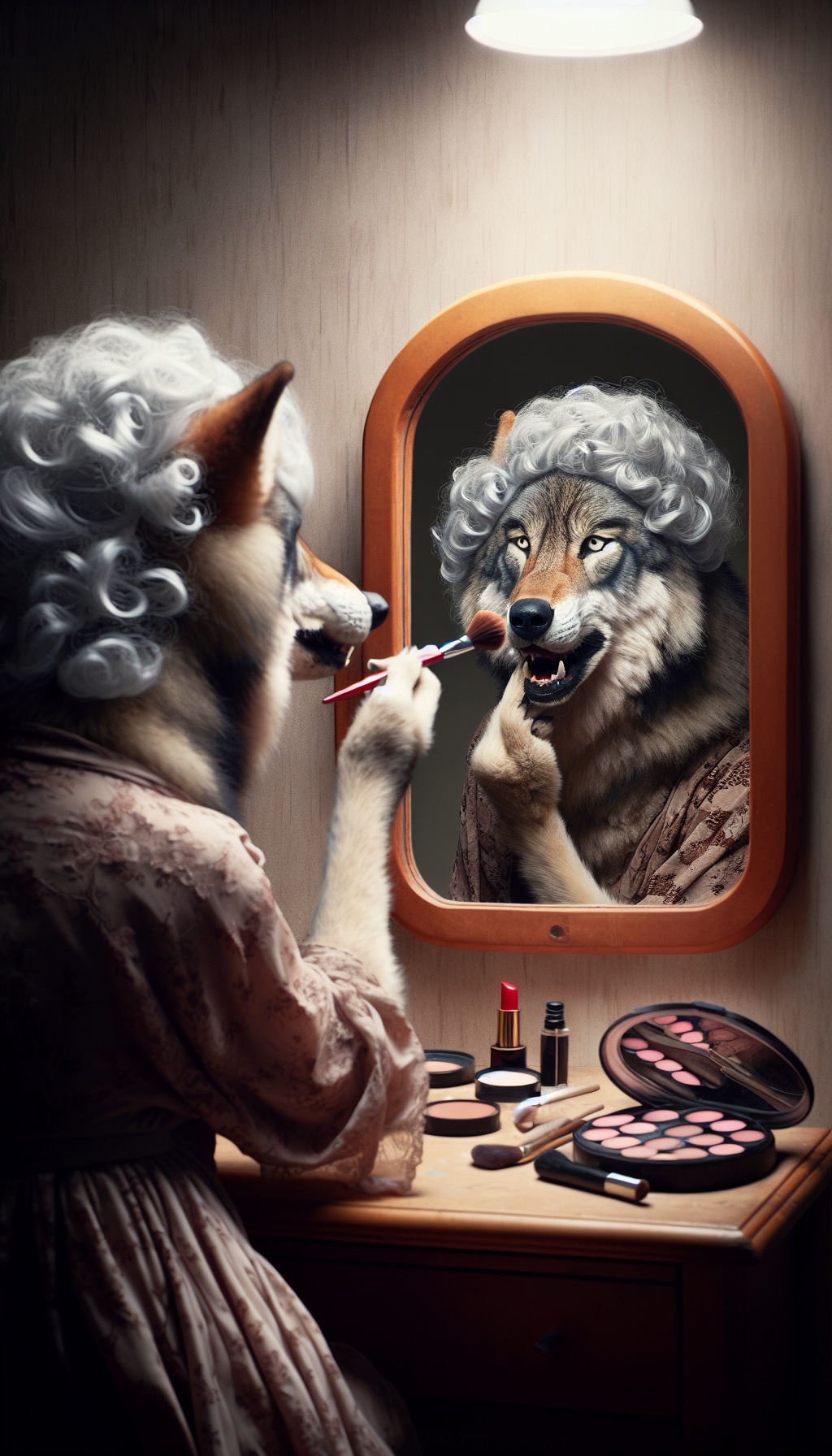 おばあさんの家に行く前に、しっかり準備した狼さん