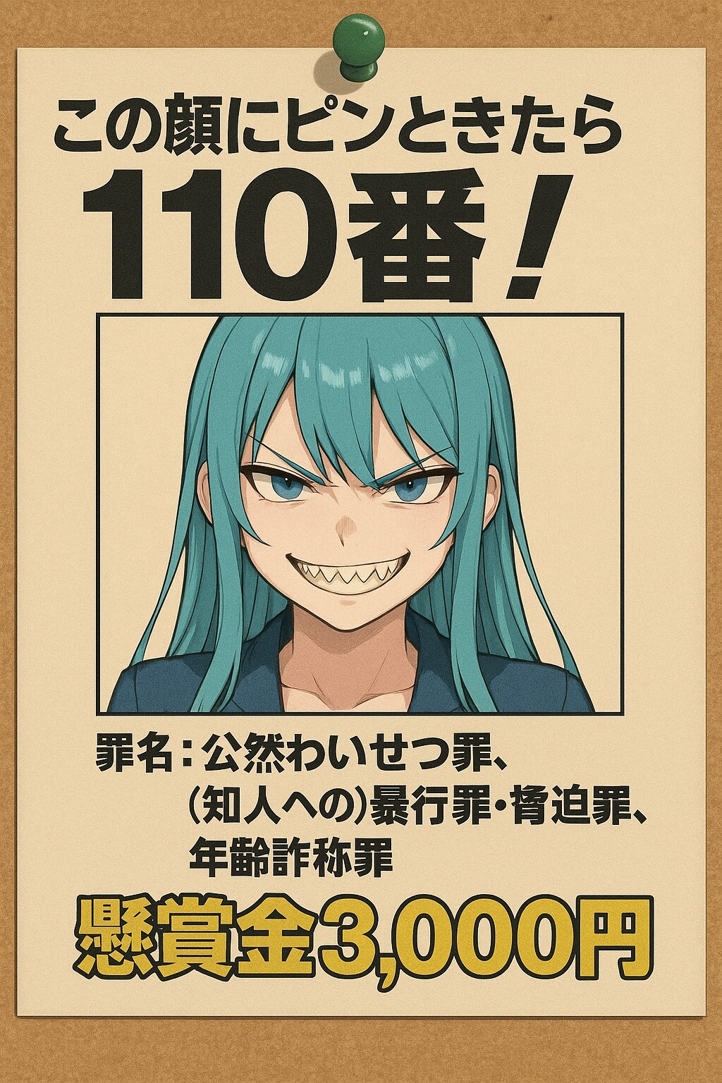 この顔にピンと来たら110番