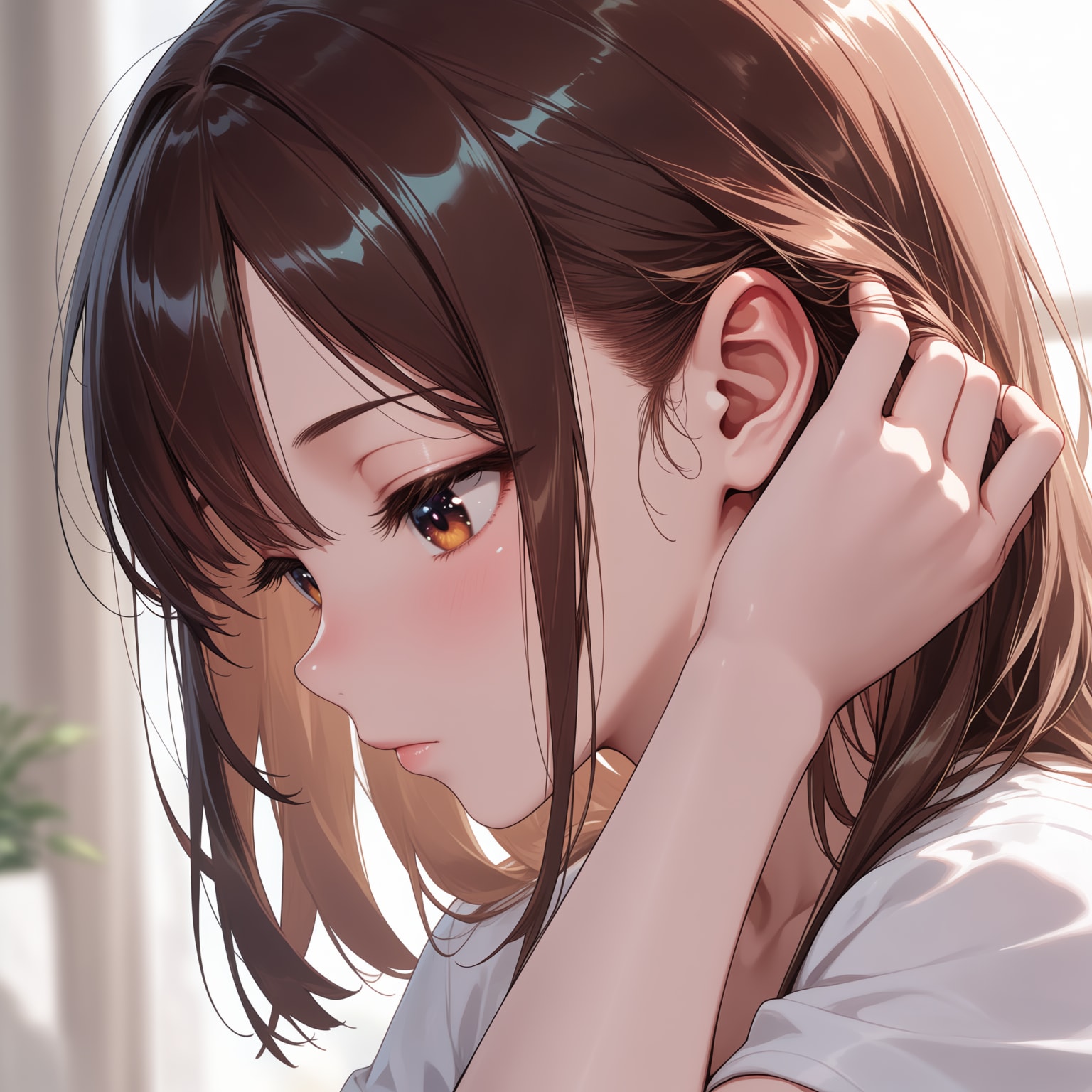 髪をかき上げる横顔 | の人気AIイラスト・グラビア