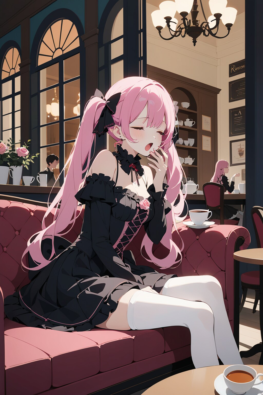 眠そうなピンク髪ちゃん