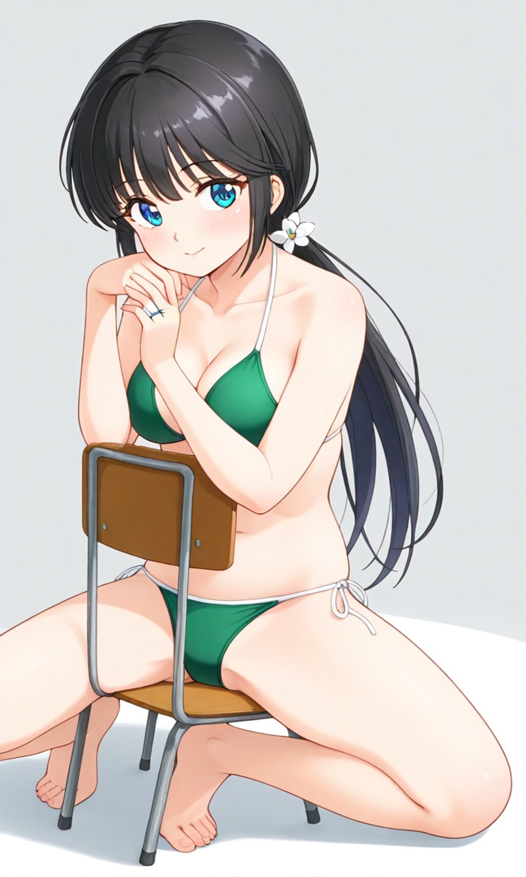 ビキニ姿で座って