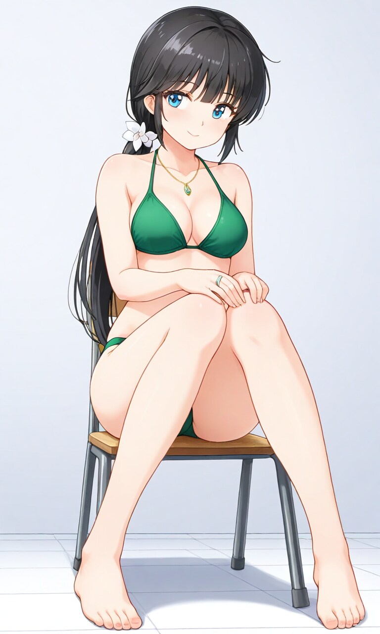 ビキニ姿で座って