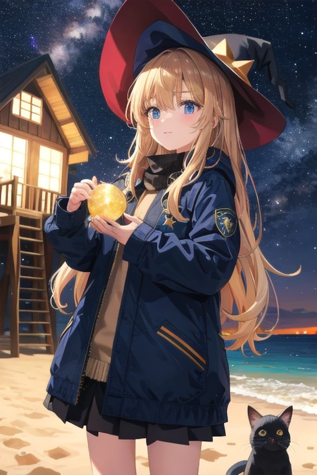 砂浜の魔女と星空