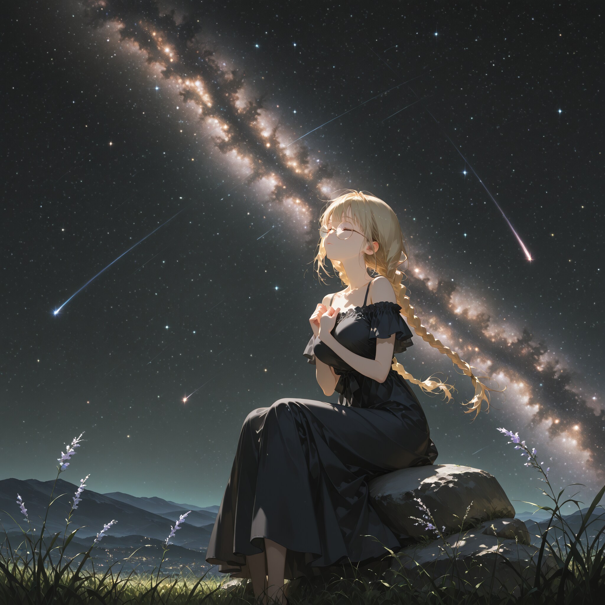 夜空に祈るナオ | の人気AIイラスト・グラビア