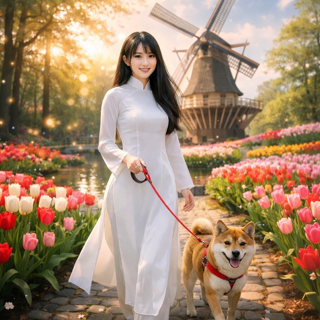 柴犬と黒髪の人