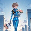 戦隊衣装の歌織さんを後ろから(ちちぷい版) 2枚目