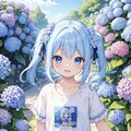 オリジナルキャラ開発中Ⅱ・川室空とあじさい 2枚目