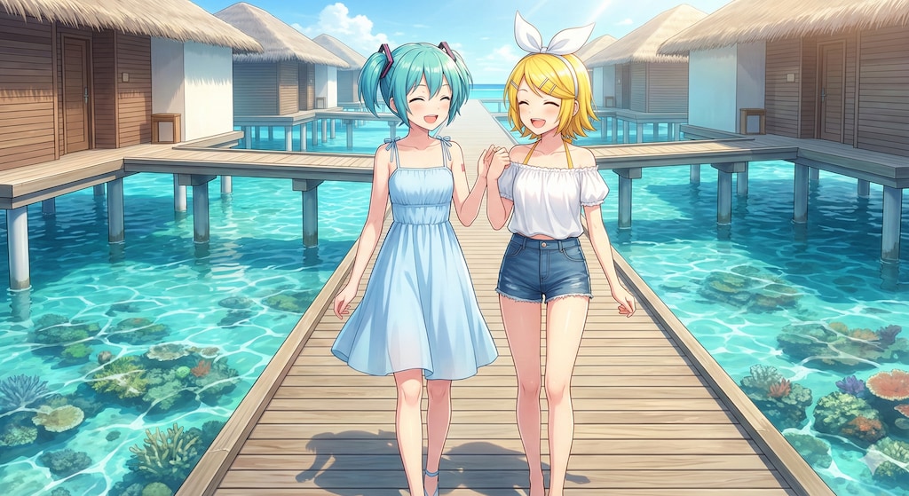 ミクさんリンさん モルディブ旅行