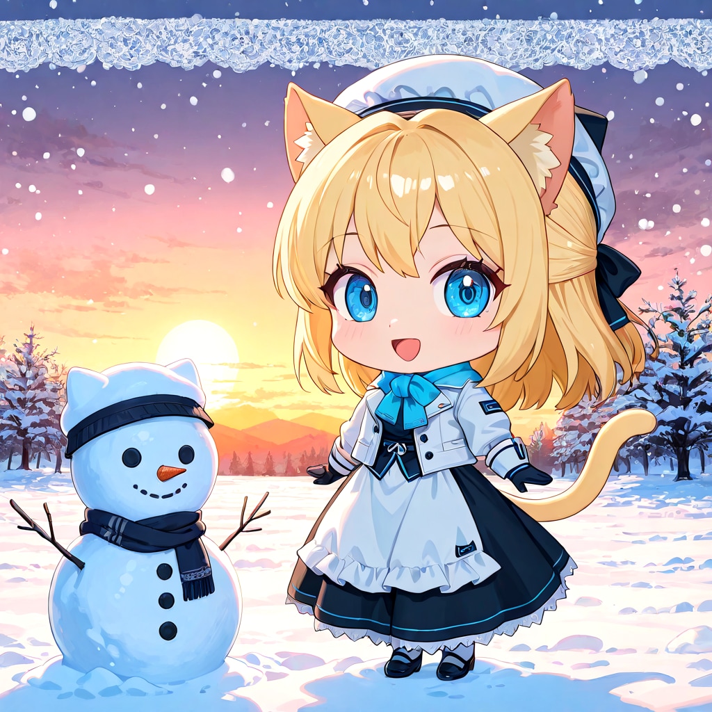 金髪ちゃんと雪だるま