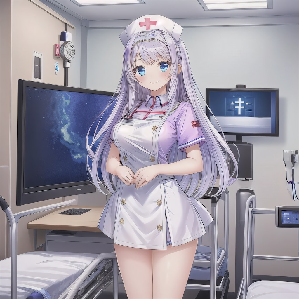 紫髪ロングで看護服の少女３