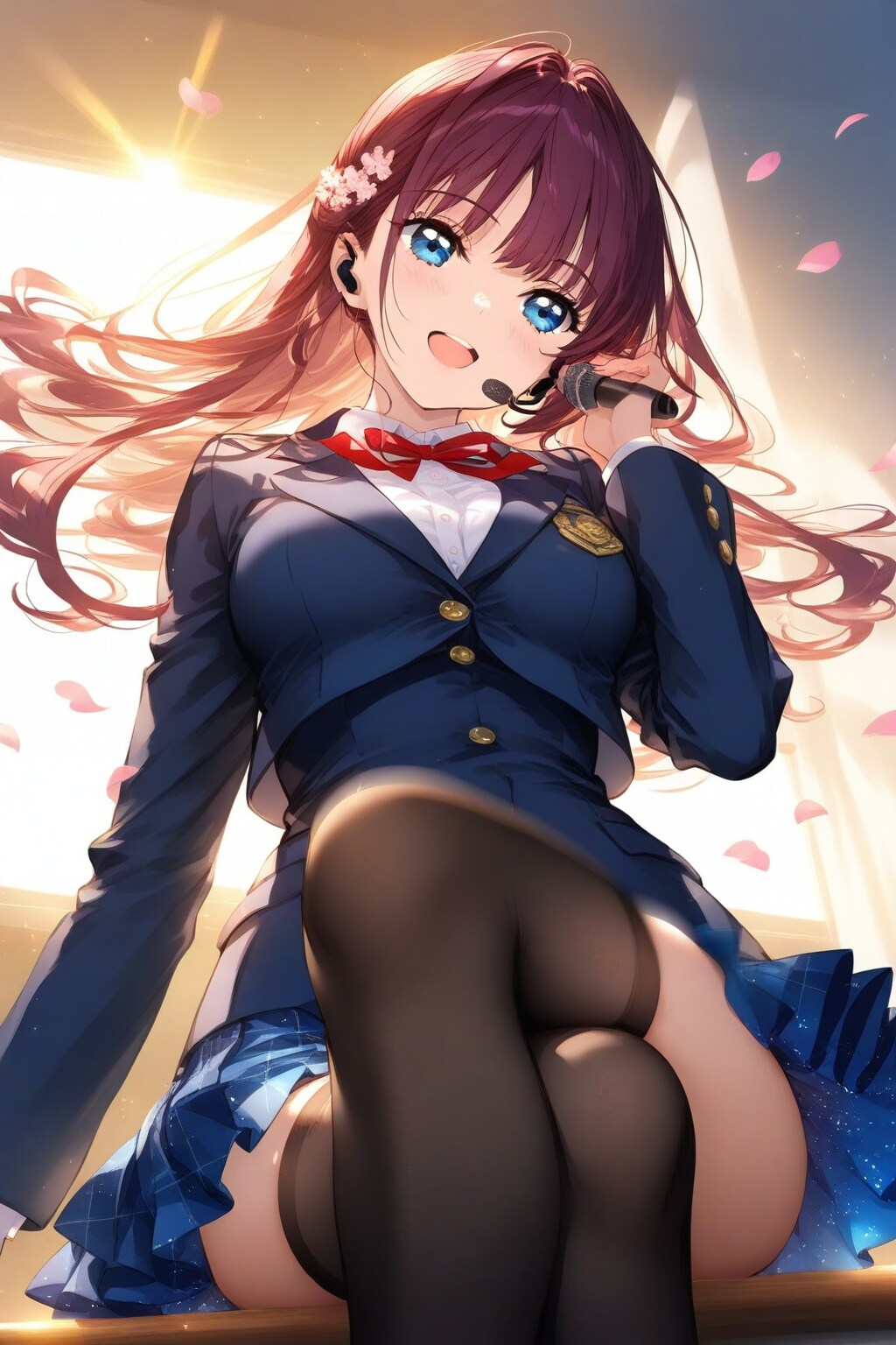 ハイ！春風に舞う桜よりもあなたの心に舞い降りたウルトラマリンブルー担当！笑顔も歌もぜーんぶ全力！あなたの青い彗星!蒼月みらいです！今日もぜったいに目を離さないでねっ！空か