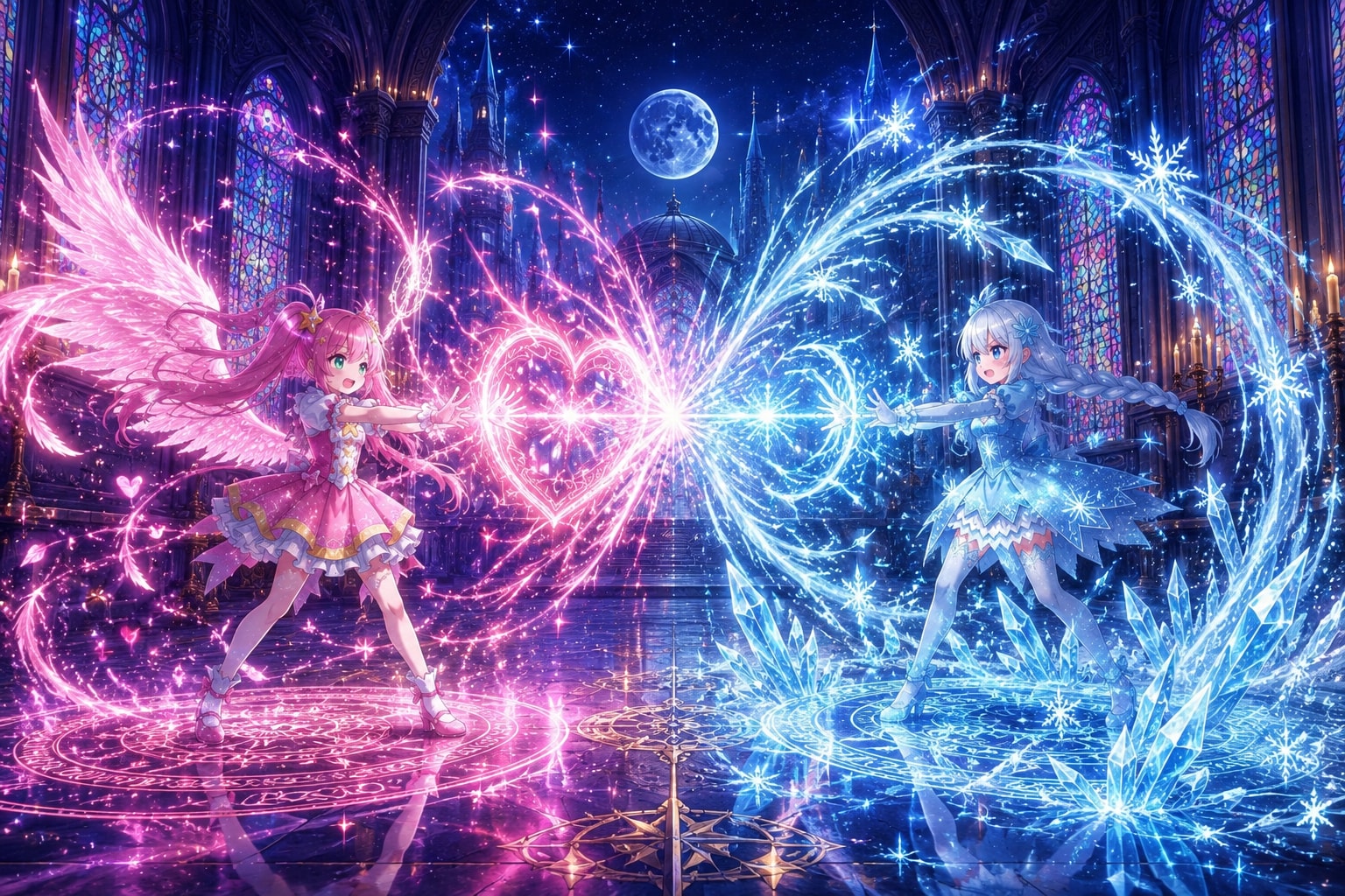 girls training at the magic academy