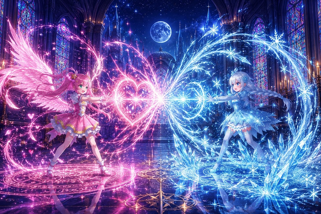 girls training at the magic academy