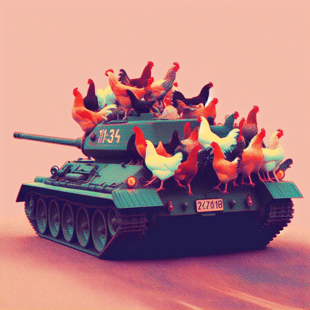 A tank leads chicks and ducklings (1)